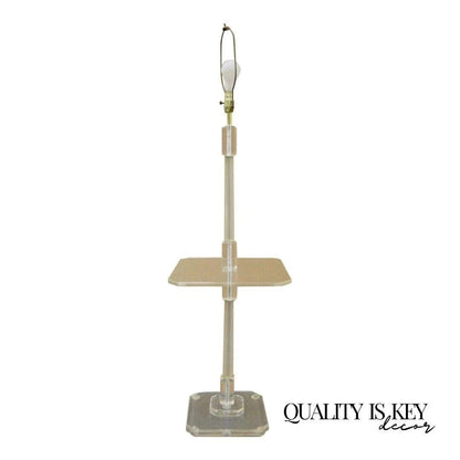 Vintage Mid Century Modern Clear Lucite Occasional Accent Floor Lamp Side Table