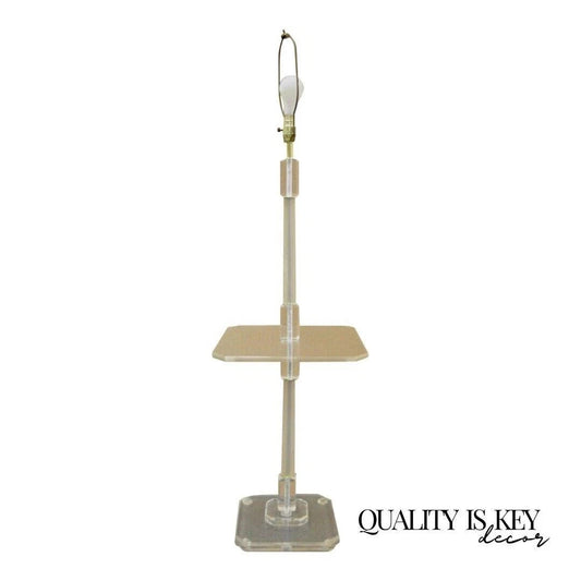 Vintage Mid Century Modern Clear Lucite Occasional Accent Floor Lamp Side Table