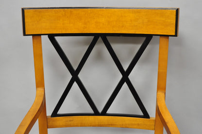 Biedermeier Empire Style Maple Wood Double X Back Dining Room Chairs - Set of 6