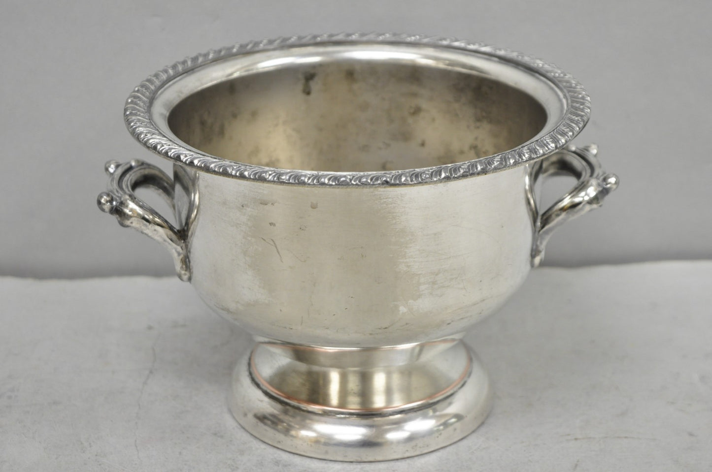 Vintage English Regency Style Silver Plated Low Champagne Chiller Ice Bucket