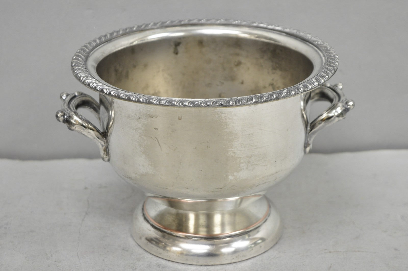 Vintage English Regency Style Silver Plated Low Champagne Chiller Ice Bucket