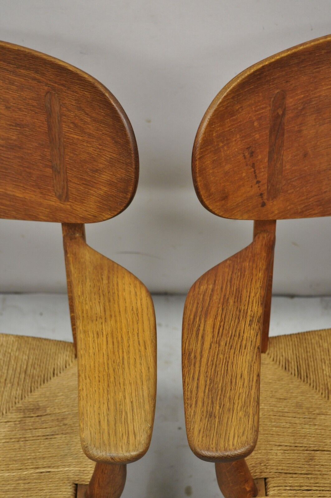 Vintage Hans Wegner CH22 Carl Hansen & Son Oak Lounge Easy Chairs MCM - a Pair