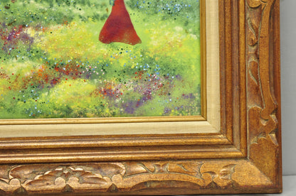 Vintage Louis Cardin Enamel on Copper Painting Framed "Woman with Boys & Kite"
