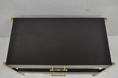 Contemporary Modern Black & Brass Faux Bamboo Nightstand Bedside Table - a Pair
