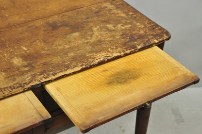Antique French Country Primitive Possum Belly Pine Wood Bakers Work Table