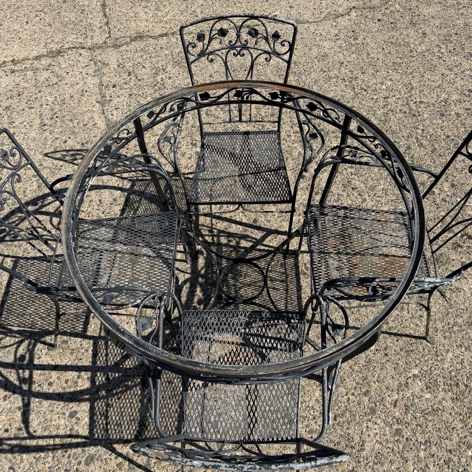 Salterini Style Wrought Iron Garden Patio Dining Set by Florentine Craft Studio