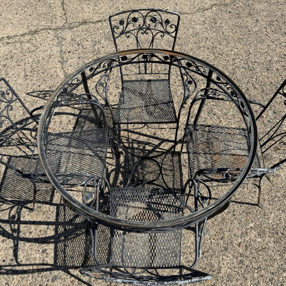Salterini Style Wrought Iron Garden Patio Dining Set by Florentine Craft Studio