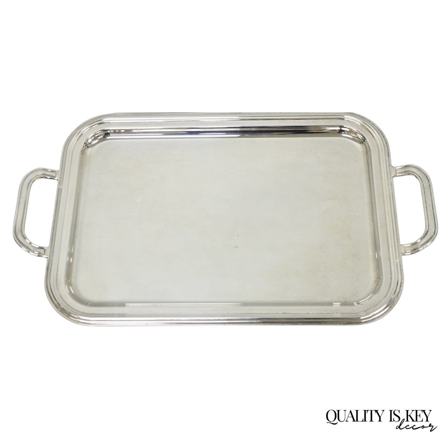Contemporary Modern Landes Silver Plated Rectangular Bar Serving Platter Tray
