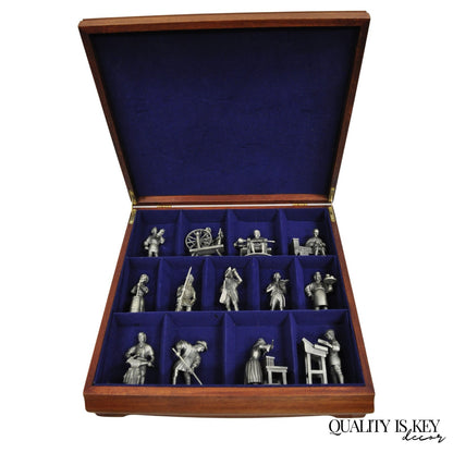 Vintage Franklin Mint 1974 Pewter People of Colonial America Full Figurine Set