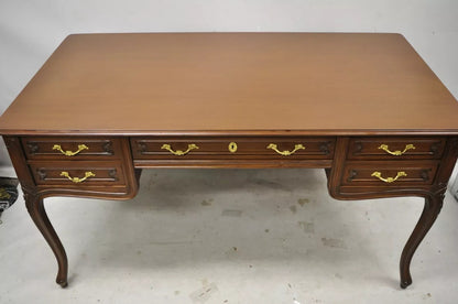 Vintage French Country Provincial Louis XV Style Walnut Office Writing Desk