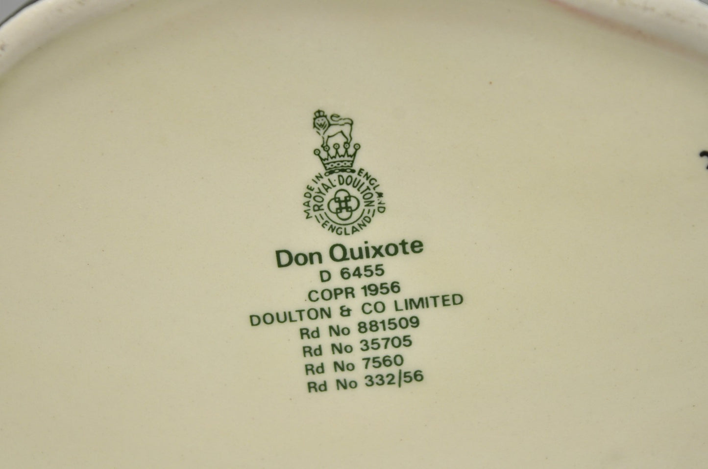 Vintage 1956 Royal Doulton Don Quixote D6455 Porcelain Toby Character Jug Mug