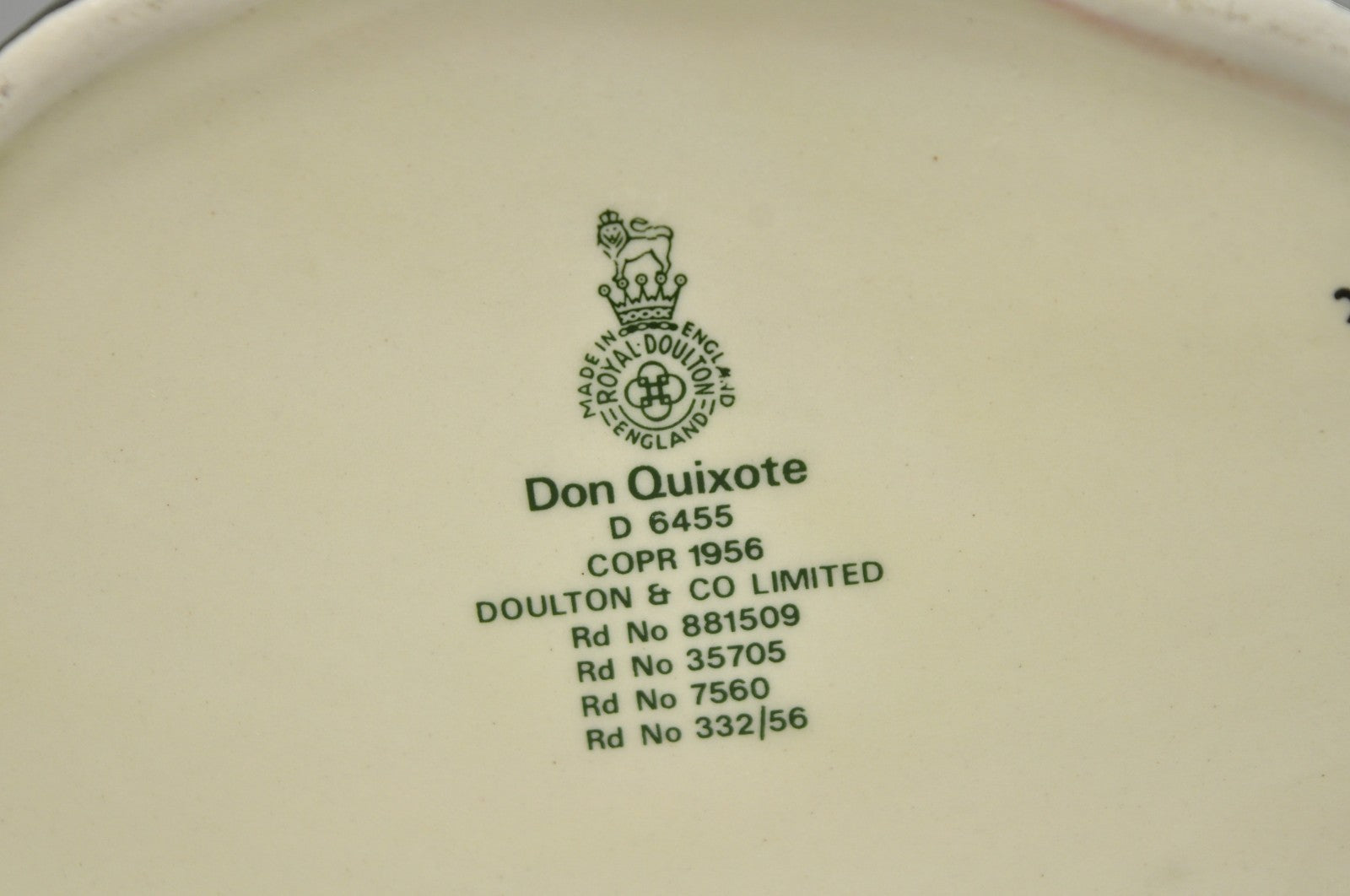 Vintage 1956 Royal Doulton Don Quixote D6455 Porcelain Toby Character Jug Mug