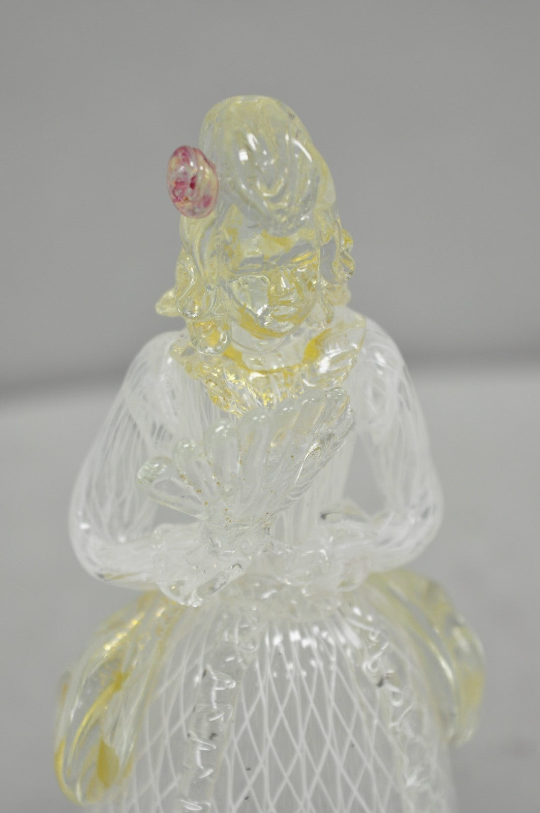 Vintage Italian Murano Latticino & Gold Leaf Art Glass Male & Female Figure Pair