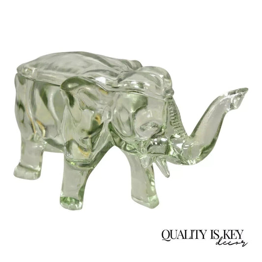 Vintage Tiara Indiana Glass 15" Elephant Lidded Candy Trinket Dish in Box