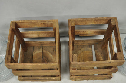Vintage Great Bear Clear 5 Gallon Glass Carboy Jug in Wooden Crate - Pair
