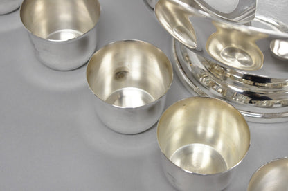 Vintage Sheridan Mid Century Modern Silver Plated Punch Bowl Set w/ 10 Cups