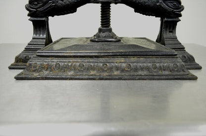 Antique 19th C. Cast Iron Classical Figural Dolphin Victorian Book Press