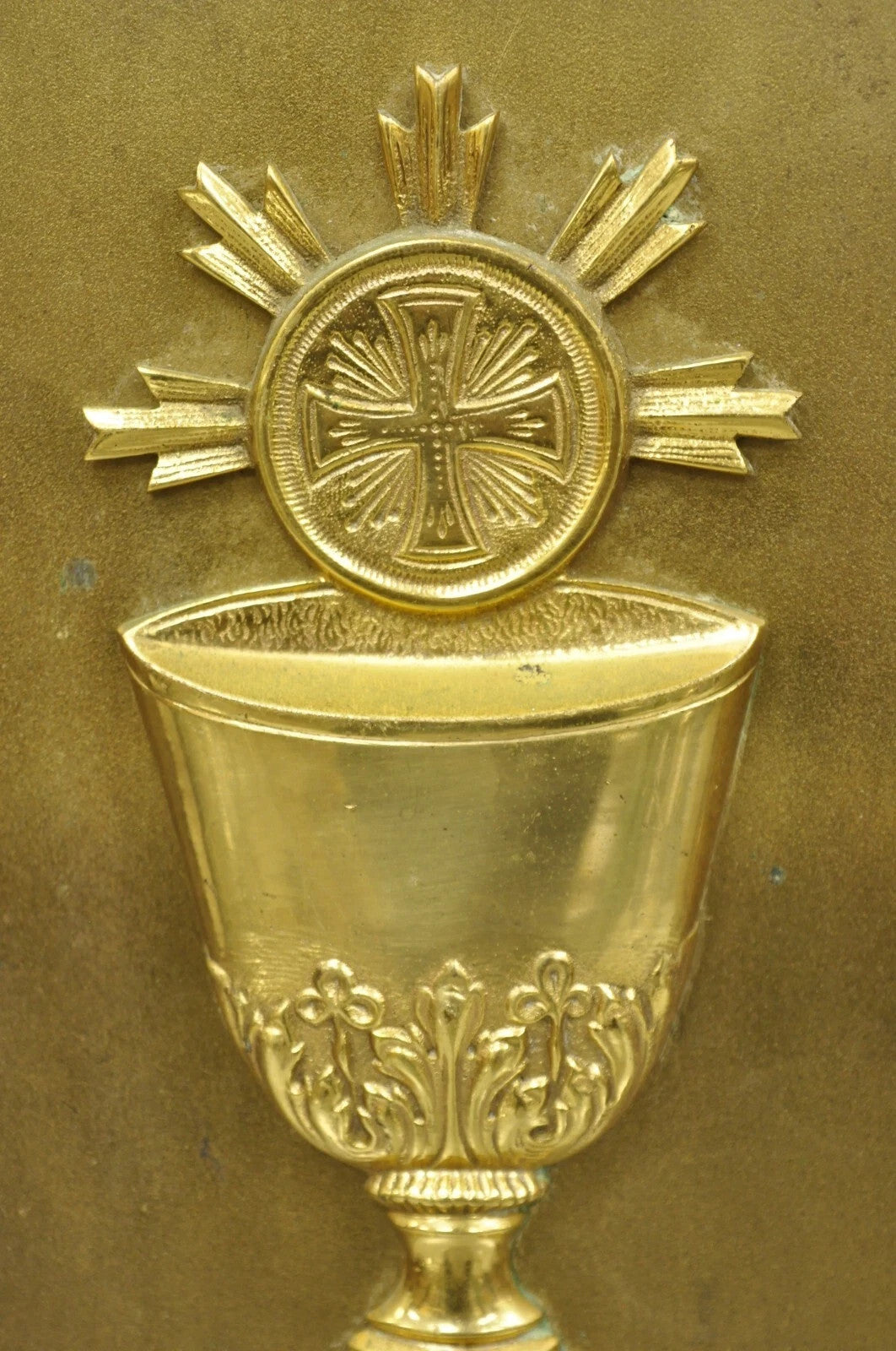 Antique Gothic Bronze Wall Hanging Altar Door Tabernacle with Chalice (A)