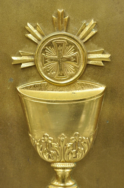 Antique Gothic Bronze Wall Hanging Altar Door Tabernacle with Chalice (A)