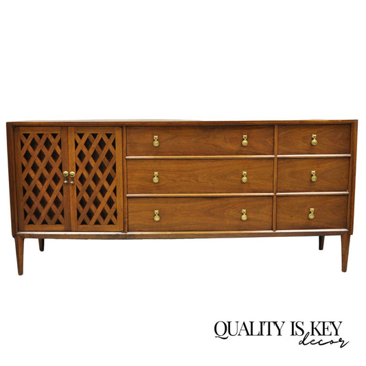 John Stuart Casalinda Vintage Mid Century Modern Walnut Credenza Triple Dresser