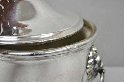 Vintage English Regency Winthrop Silver Plated Lion Handle Covered Ice Bucket