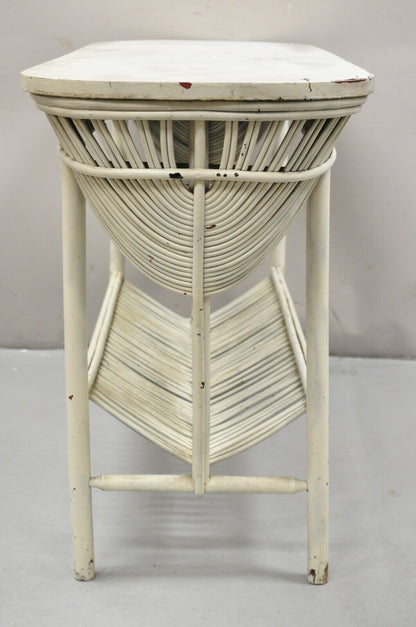 Antique Victorian Bentwood Sculptural Wicker Rattan Sunroom Console Hall Table