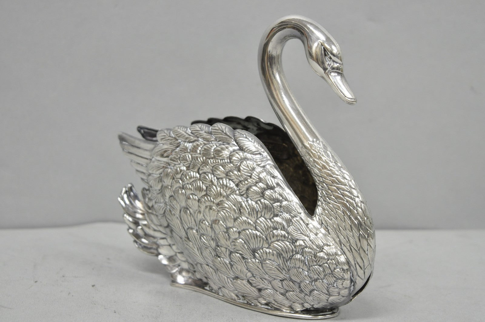 Vintage Art Nouveau Godinger Italy Silver Plated Swan Bird Napkin Letter Holder