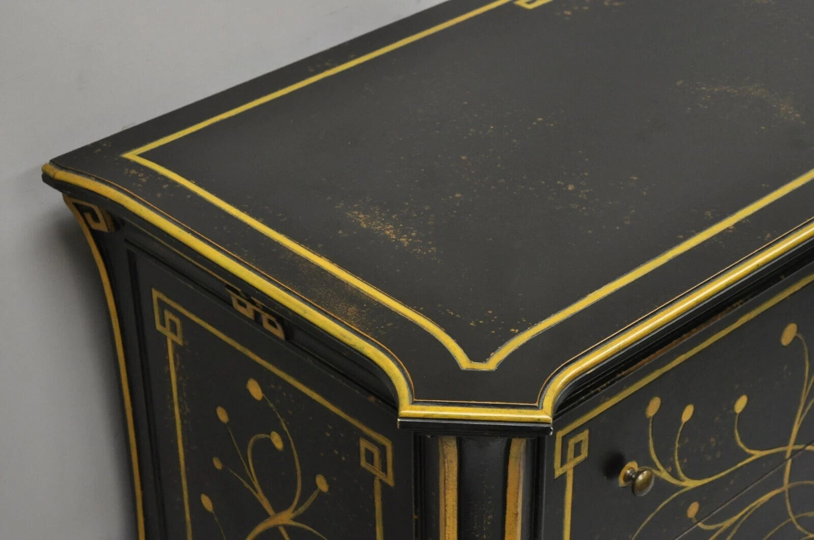 Regency Style Black Ebonized 2 Drawer Commode Dresser Chest by Decorative Crafts