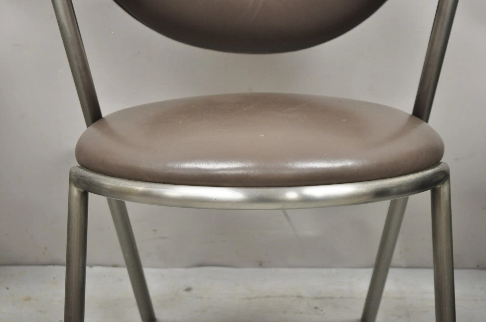 Vintage Brueton Mid Century Modern Tubular Steel Cat Eye Lounge Chairs - a Pair