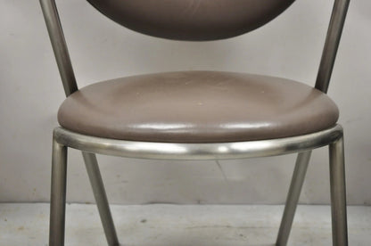 Vintage Brueton Mid Century Modern Tubular Steel Cat Eye Lounge Chairs - a Pair