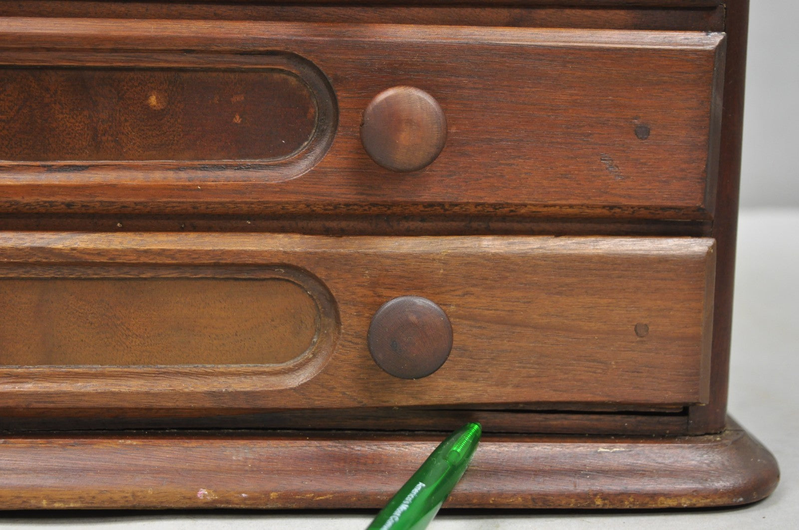 American Colonial Walnut Salesman Sample Apothecary Cupboard Display Cabinet