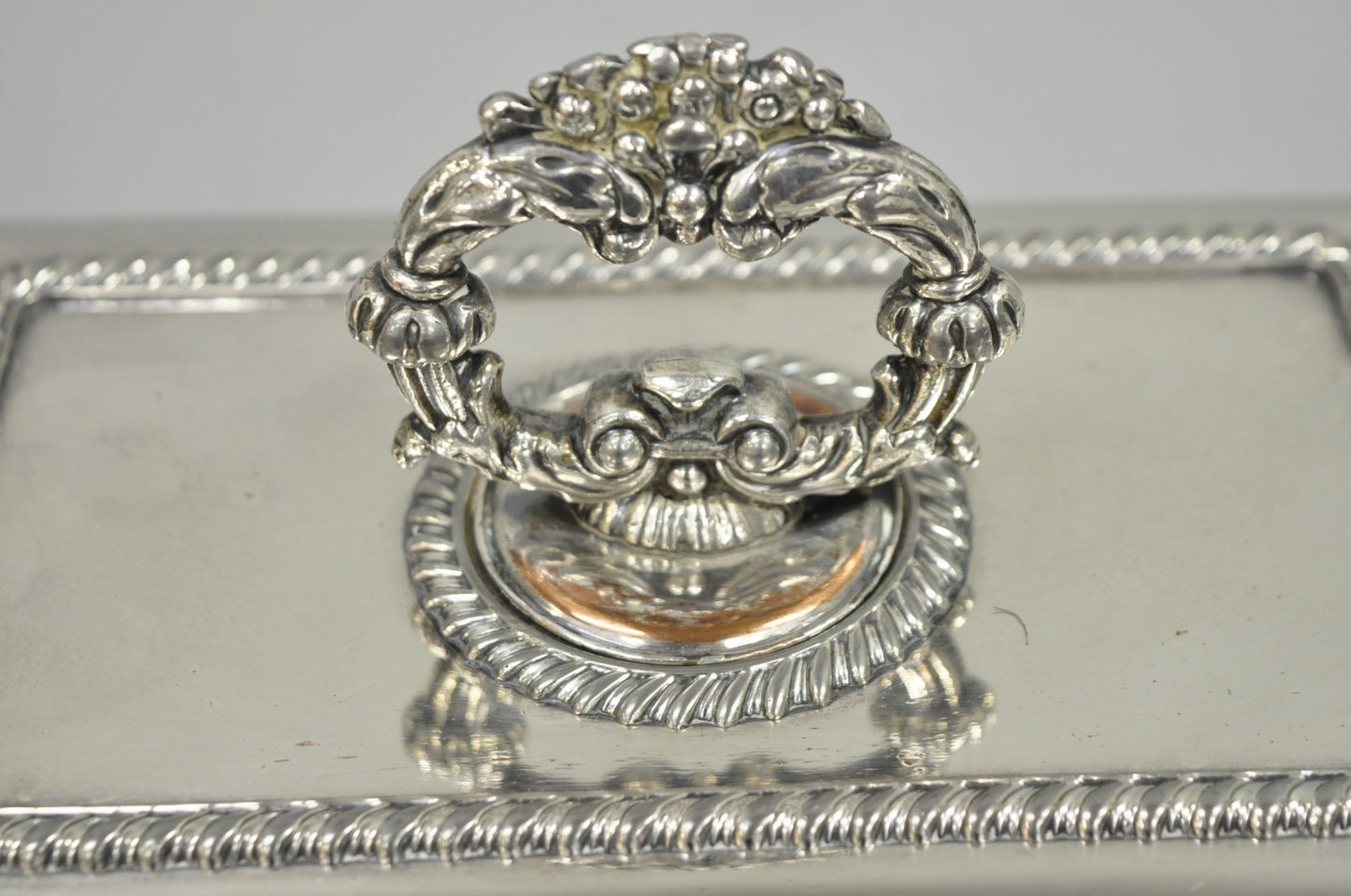 Antique English Georgian Silver Plated Covered Chafing Dish on Wooden Bun Feet