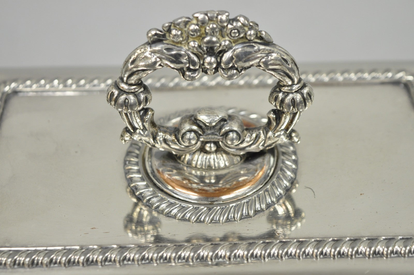 Antique English Georgian Silver Plated Covered Chafing Dish on Wooden Bun Feet