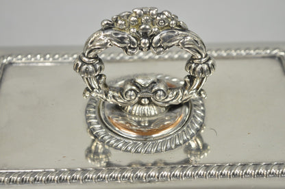 Antique English Georgian Silver Plated Covered Chafing Dish on Wooden Bun Feet