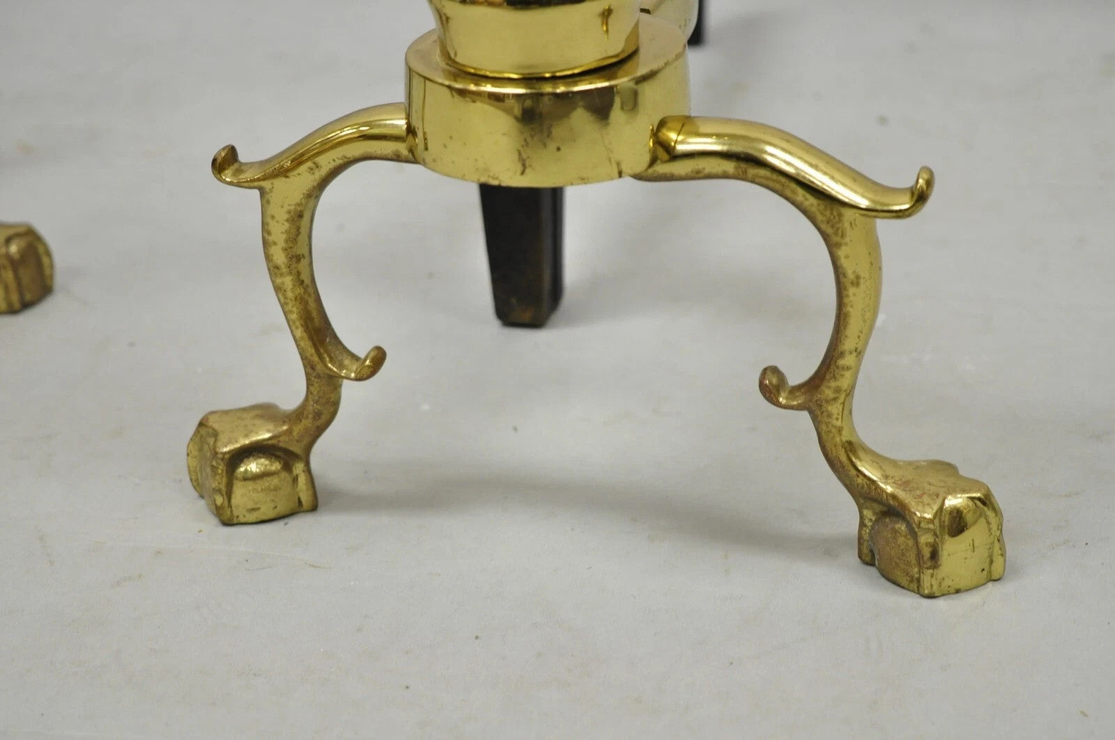 The Harvin Co Brass Federal Branch Leg Ball and Claw Fireplace Andirons - a Pair