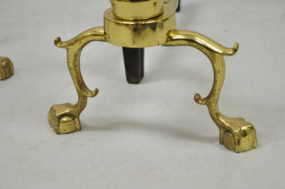 The Harvin Co Brass Federal Branch Leg Ball and Claw Fireplace Andirons - a Pair