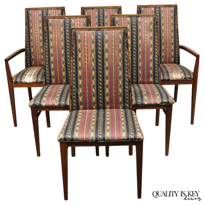 Vintage Mid Century Modern Walnut Dining Room Chairs by Dillingham - Set of 6