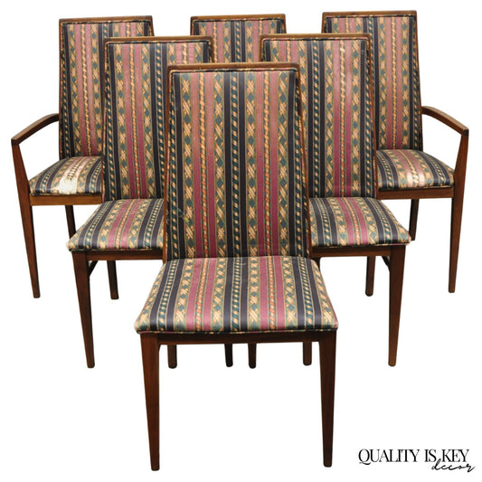 Vintage Mid Century Modern Walnut Dining Room Chairs by Dillingham - Set of 6