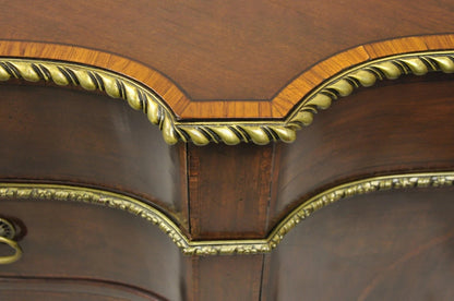 Antique French Louis XVI Style Mahogany Bow Front Bombe Buffet Commode Chest