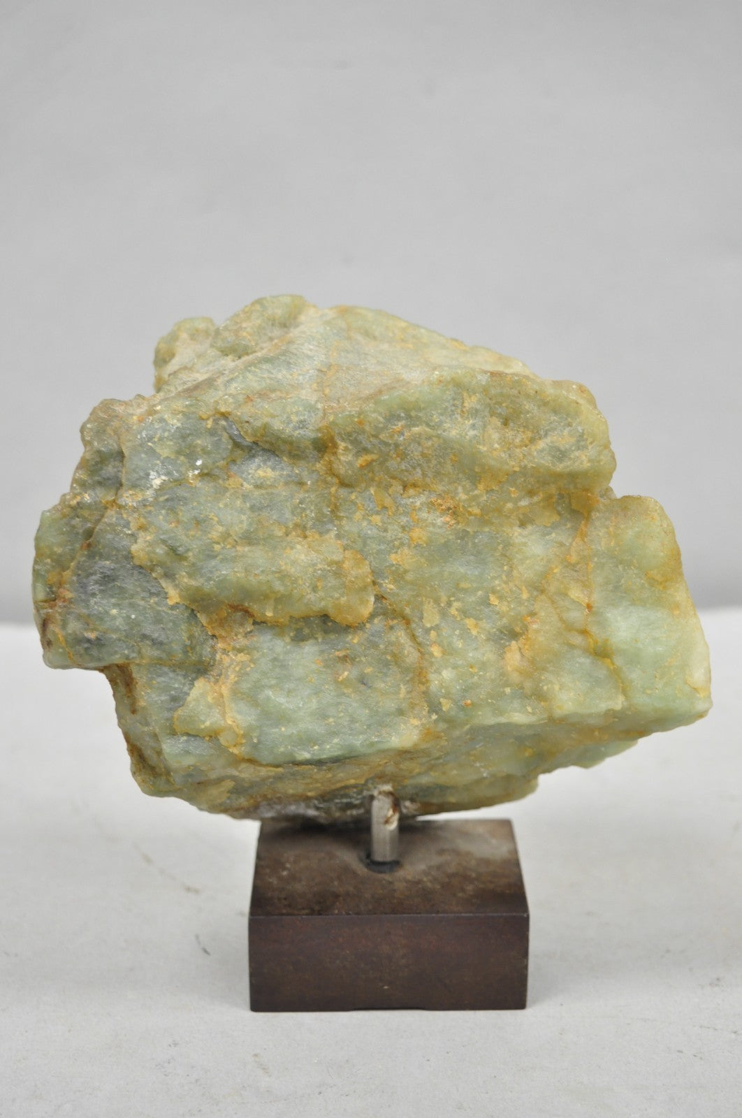 Vintage Chinese Carved Green Soapstone 8" Bust Head Small Figure Sculpture