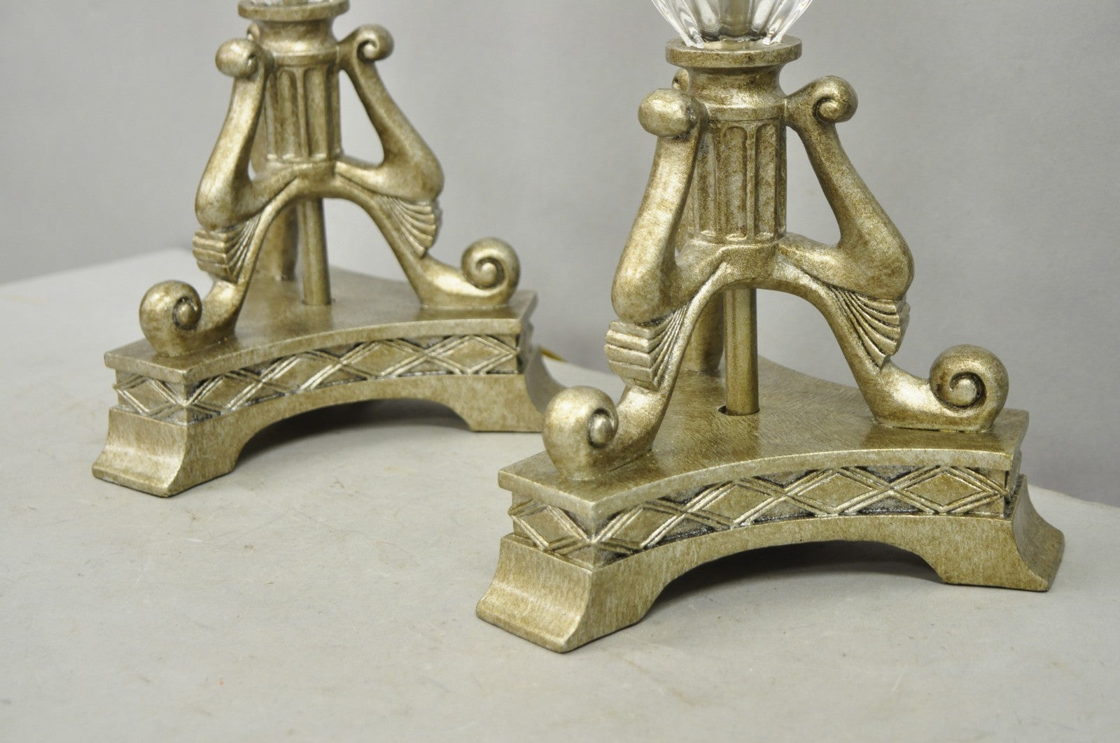 Contemporary Tuscan Mediterranean Style Glass and Resin Table Lamps - a Pair