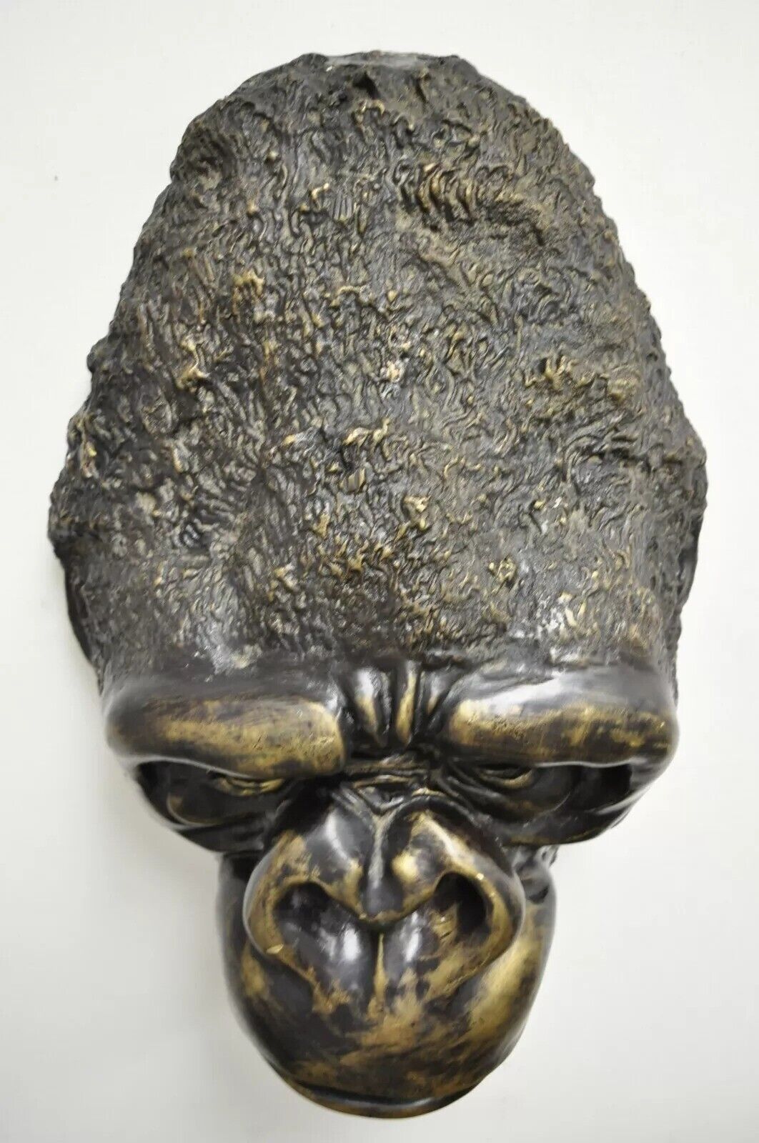 Large Cast Bronze 20" Gorilla Head Wall Sculpture Statue Wildlife Collector (A)