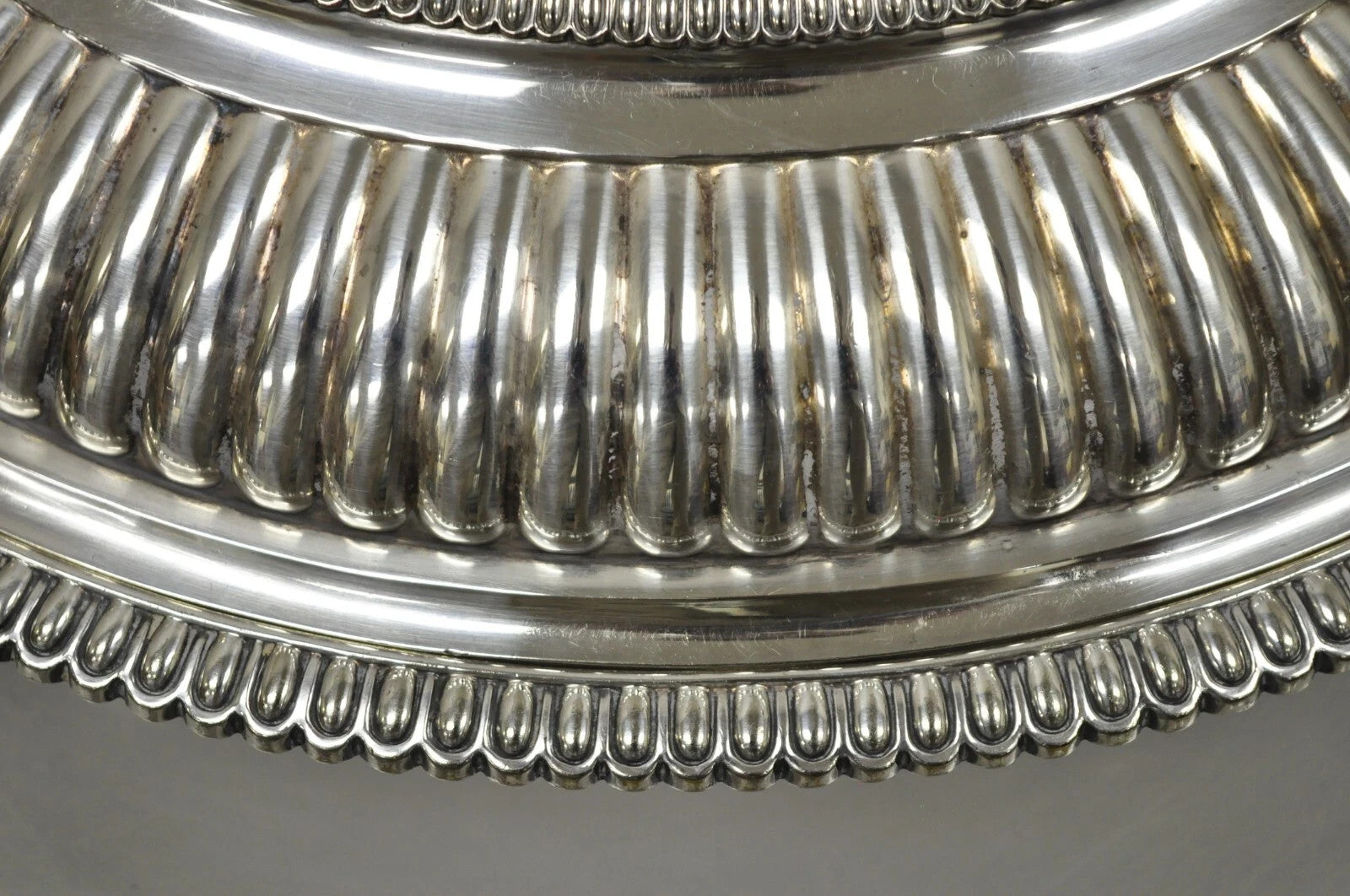 Antique Elkington Co English Regency Silver Plated Covered Serving Dish Platter