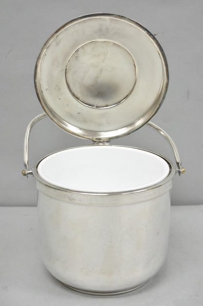 Gorham YC141 Mid Century Modern Silver Plated Reticulating Hinge Ice Bucket