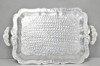 Vintage Victorian Continental Silver Co "Wild Rose" 1055 Hammered Aluminum Tray