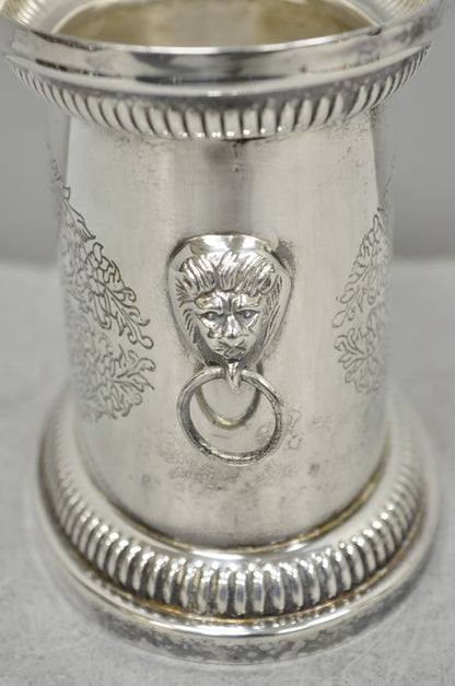 Vintage English Regency Silver Plated Small Lion Head Oval Desk Biscuit Barrel