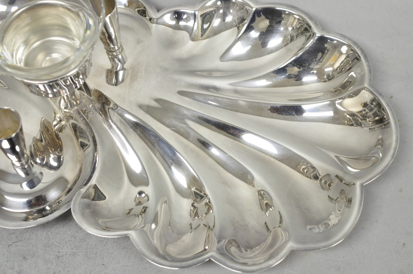 Vintage Sheffield Silver Plated Clam Shell Shrimp Cocktail Serving Platter Tray