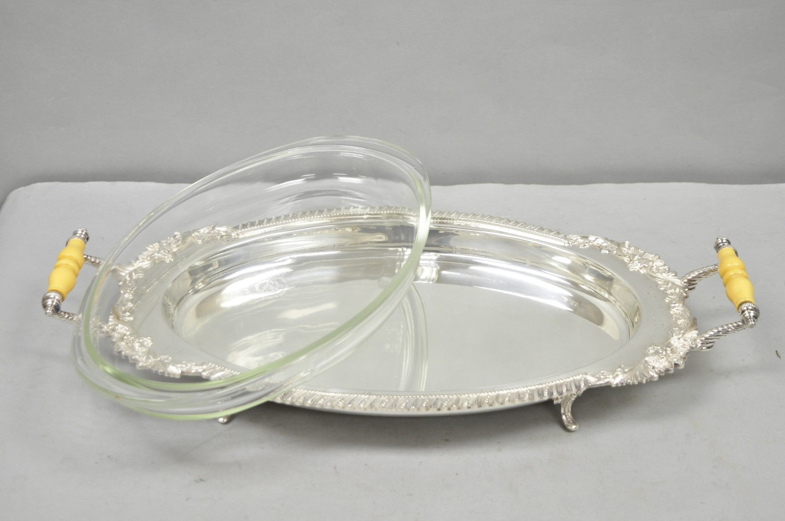 Antique Crown Silver Victorian Silver Plated Large Footed Serving Dish Platter