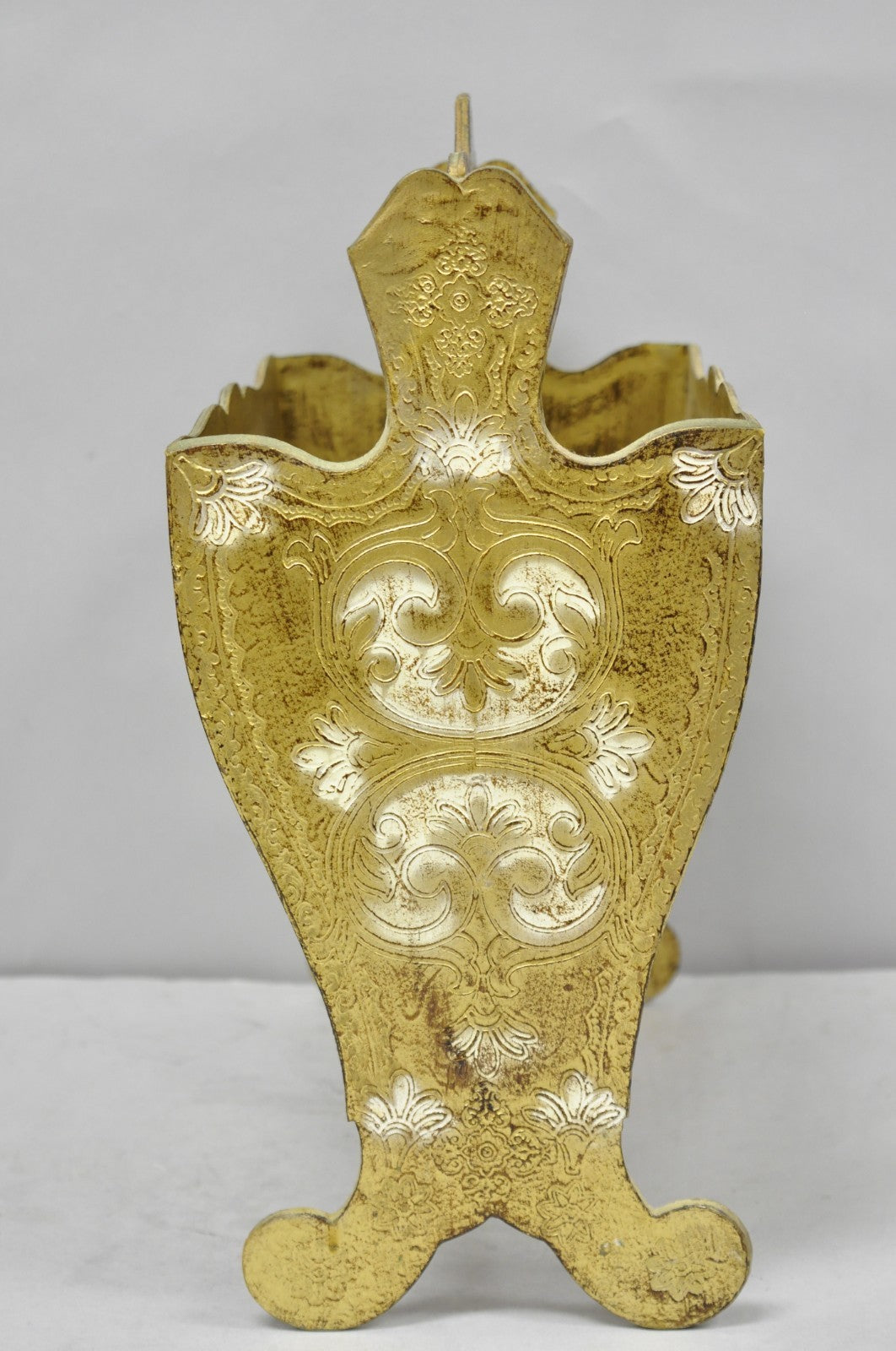 Vintage Italian Hollywood Regency Gold Cast Plastic Magazine Rack Stand