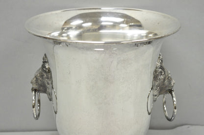 Vintage English Regency Silver Plated Lion Head Champagne Chiller Ice Bucket